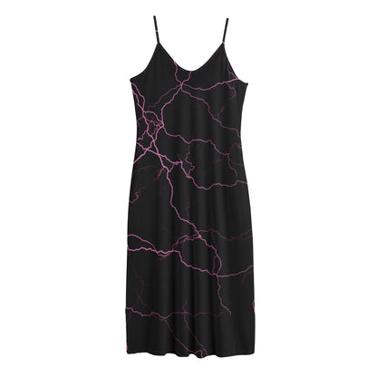 Purple Lightning Print Jersey Midi Cami Dress