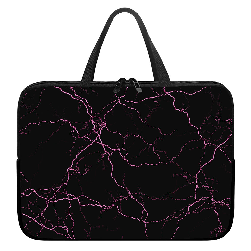 Purple Lightning Print Laptop Sleeve With Handle