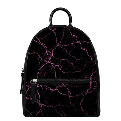 Purple Lightning Print Leather Backpack