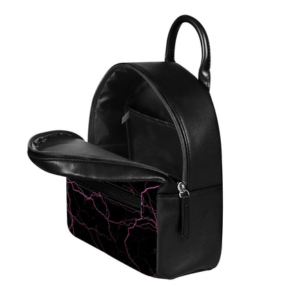 Purple Lightning Print Leather Backpack