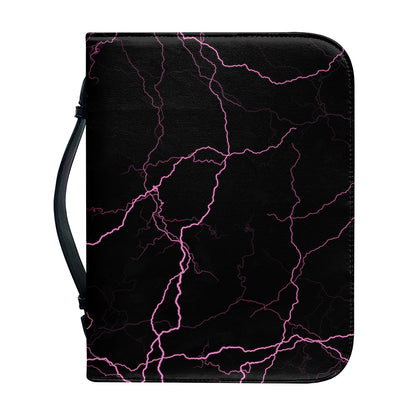 Purple Lightning Print Leather Bible Cover