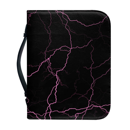 Purple Lightning Print Leather Bible Cover