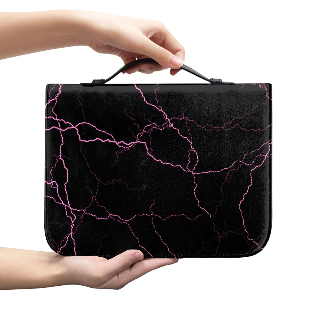 Purple Lightning Print Leather Bible Cover