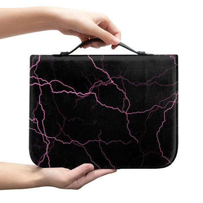 Purple Lightning Print Leather Bible Cover