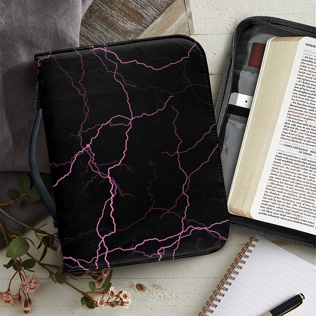 Purple Lightning Print Leather Bible Cover