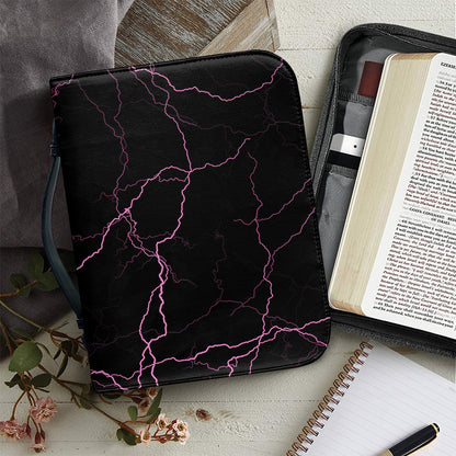 Purple Lightning Print Leather Bible Cover