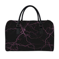 Purple Lightning Print Leather Duffel Bag