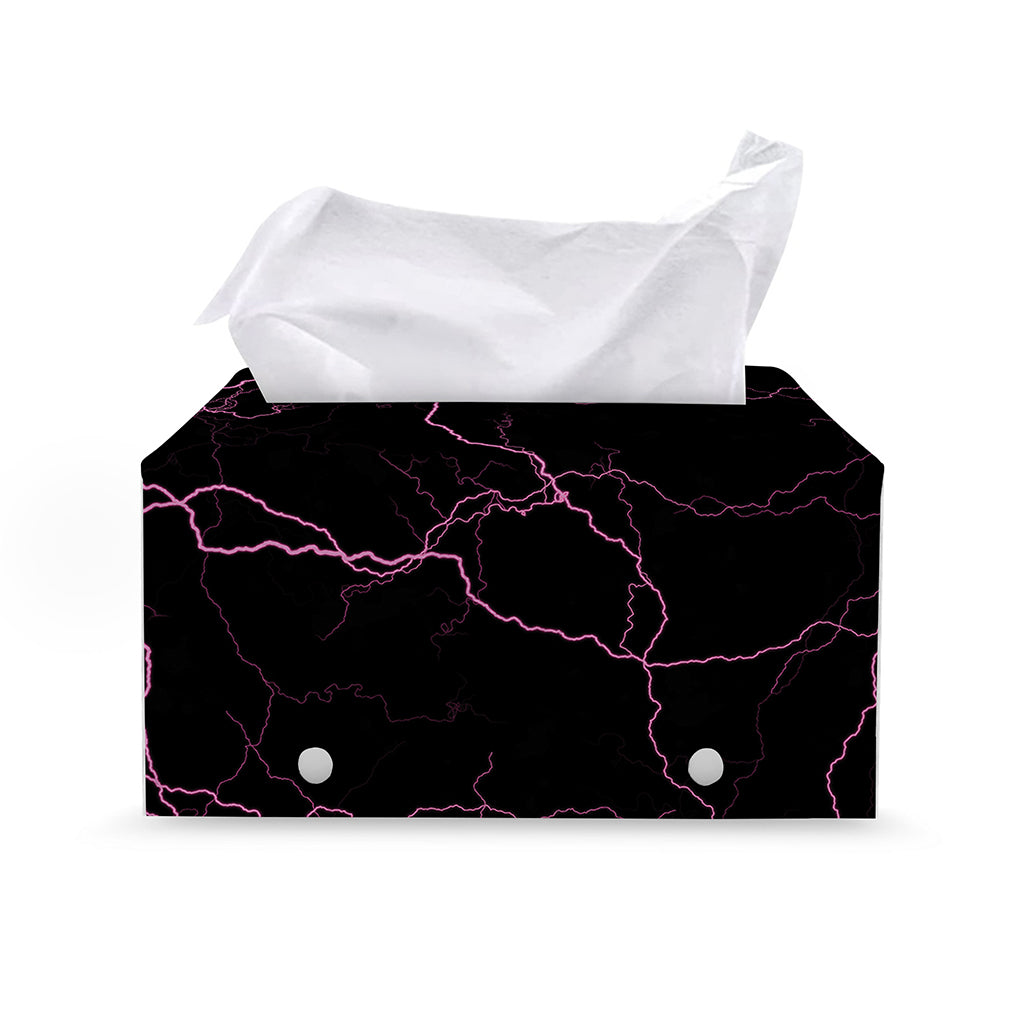 Purple Lightning Print Leather Tissue Box Cover