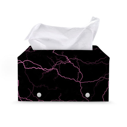 Purple Lightning Print Leather Tissue Box Cover