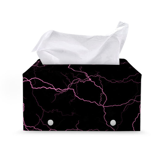 Purple Lightning Print Leather Tissue Box Cover