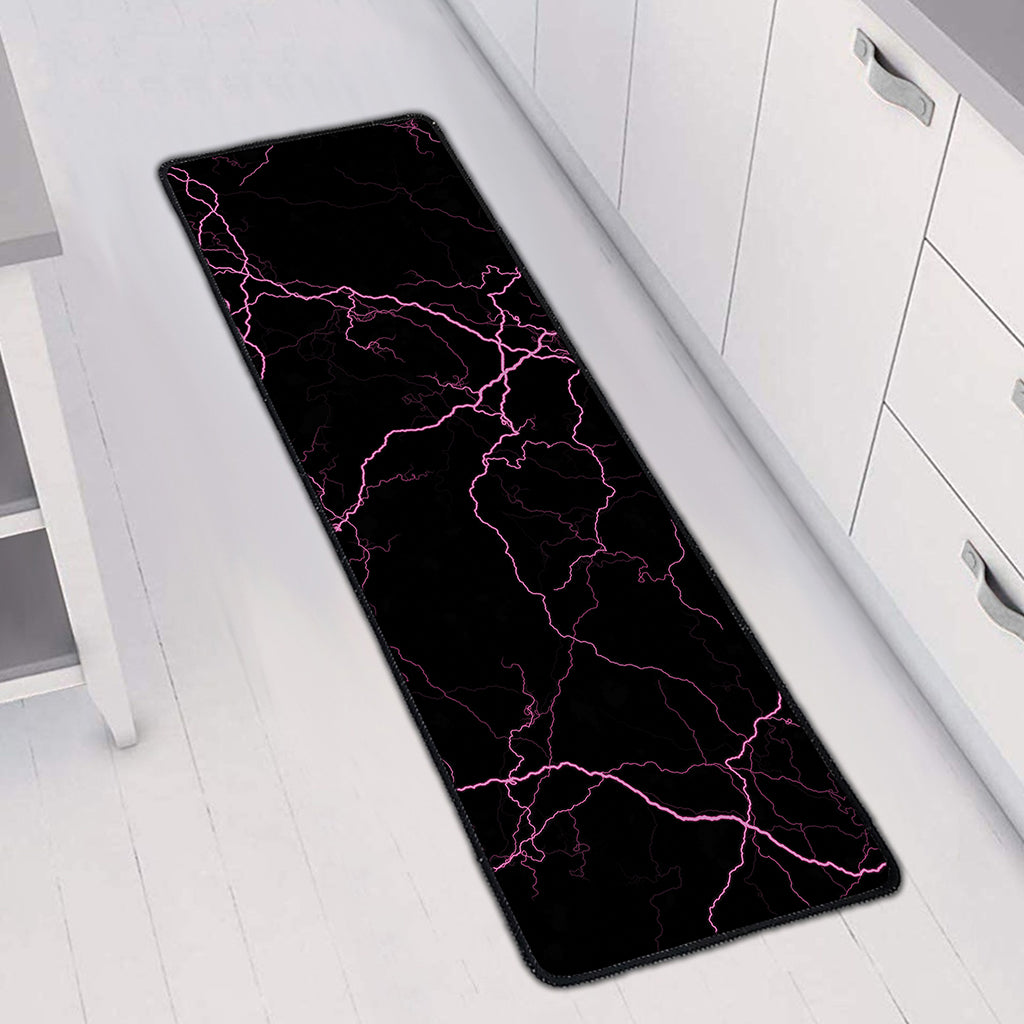 Purple Lightning Print Long Kitchen Mat