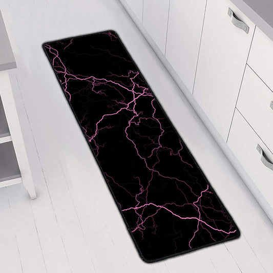 Purple Lightning Print Long Kitchen Mat