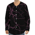 Purple Lightning Print Long Sleeve Baseball Jersey