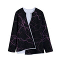 Purple Lightning Print Long Sleeve Short Coat