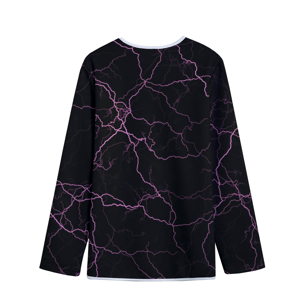 Purple Lightning Print Long Sleeve Short Coat