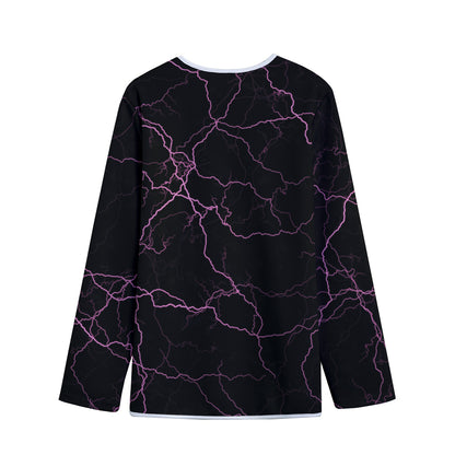 Purple Lightning Print Long Sleeve Short Coat