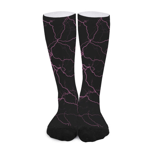 Purple Lightning Print Long Socks