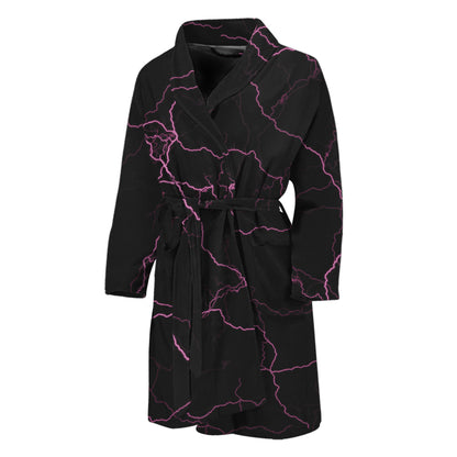 Purple Lightning Print Men's Bathrobe