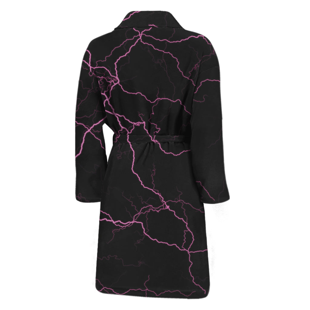 Purple Lightning Print Men's Bathrobe