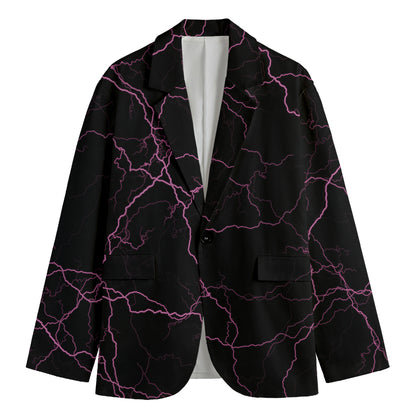 Purple Lightning Print Men's Blazer