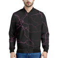 Purple Lightning Print Men's Bomber Jacket