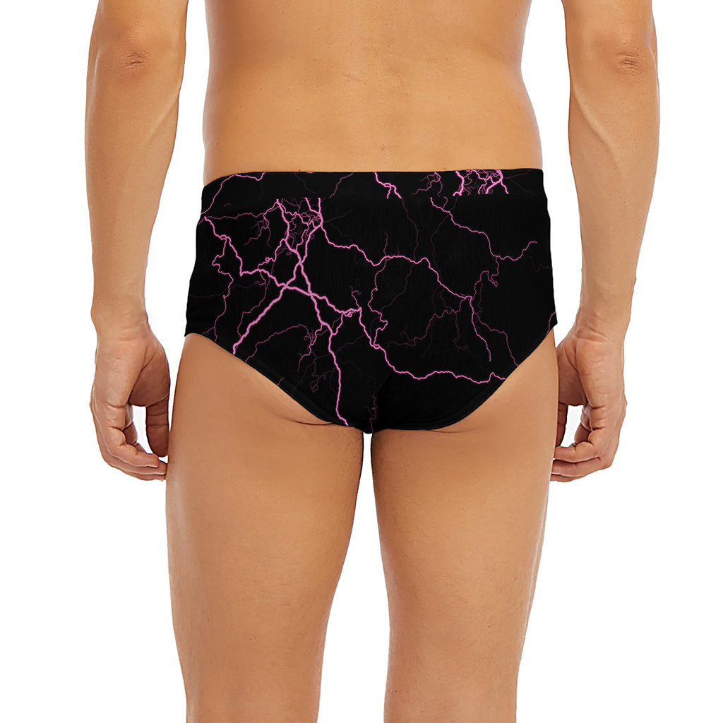 Purple Lightning Print Men's Briefs