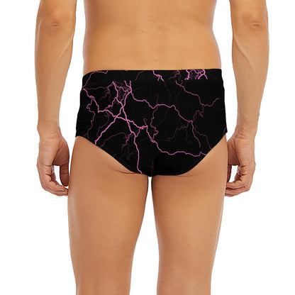 Purple Lightning Print Men's Briefs