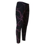 Purple Lightning Print Men's Compression Pants