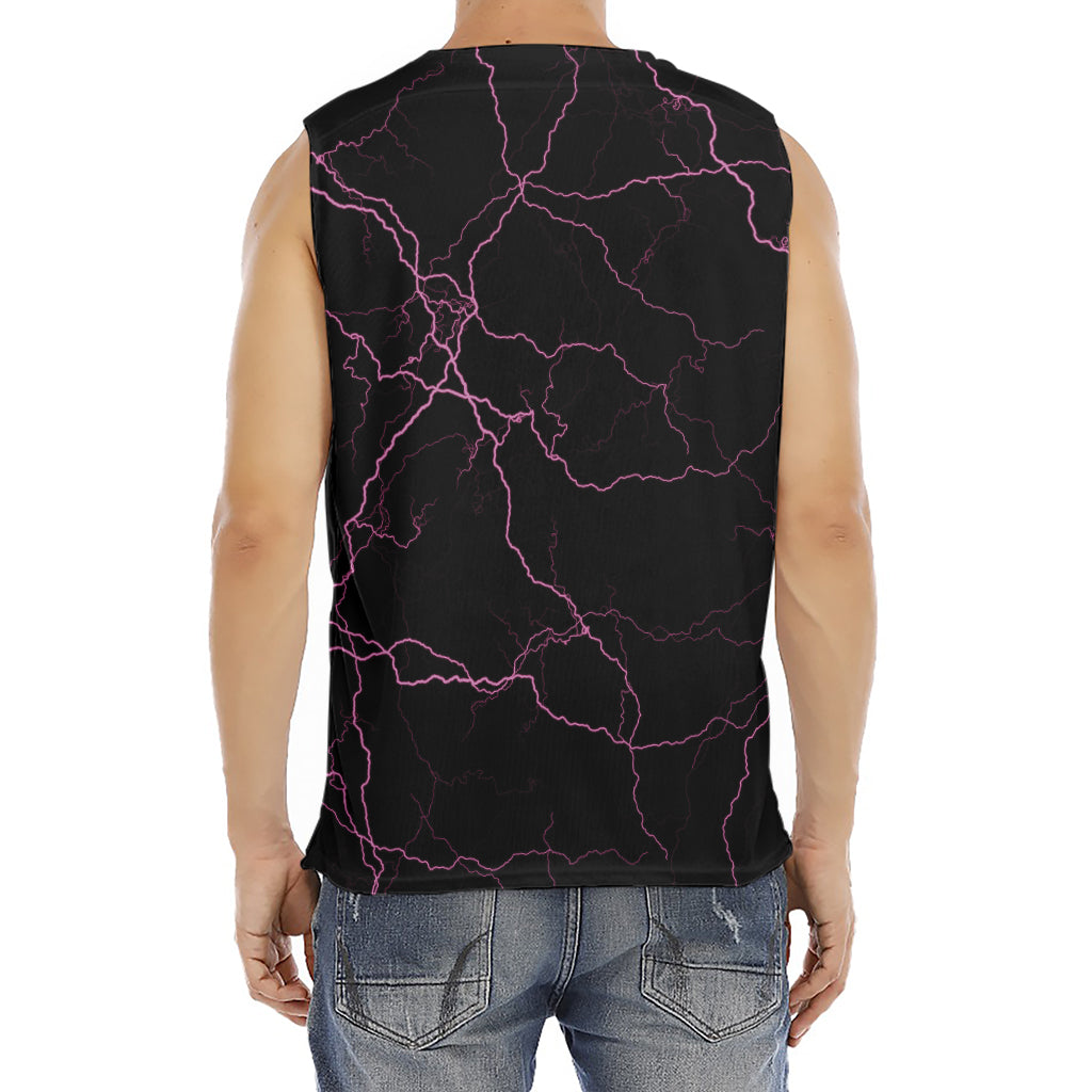 Purple Lightning Print Men's Fitness Tank Top