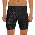 Purple Lightning Print Men's Long Boxer Briefs