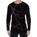 Purple Lightning Print Men's Long Sleeve T-Shirt