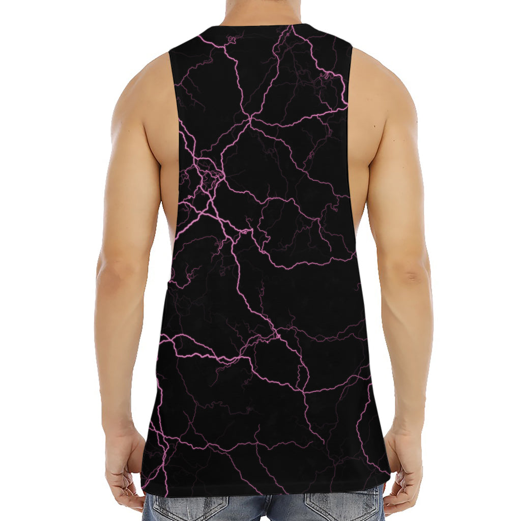 Purple Lightning Print Men's Muscle Tank Top