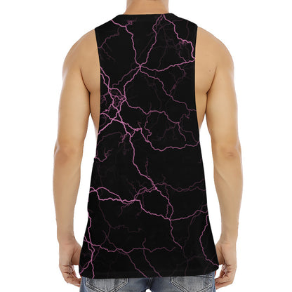 Purple Lightning Print Men's Muscle Tank Top