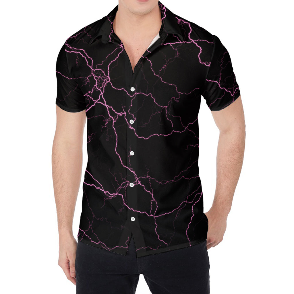 Purple Lightning Print Men's Shirt