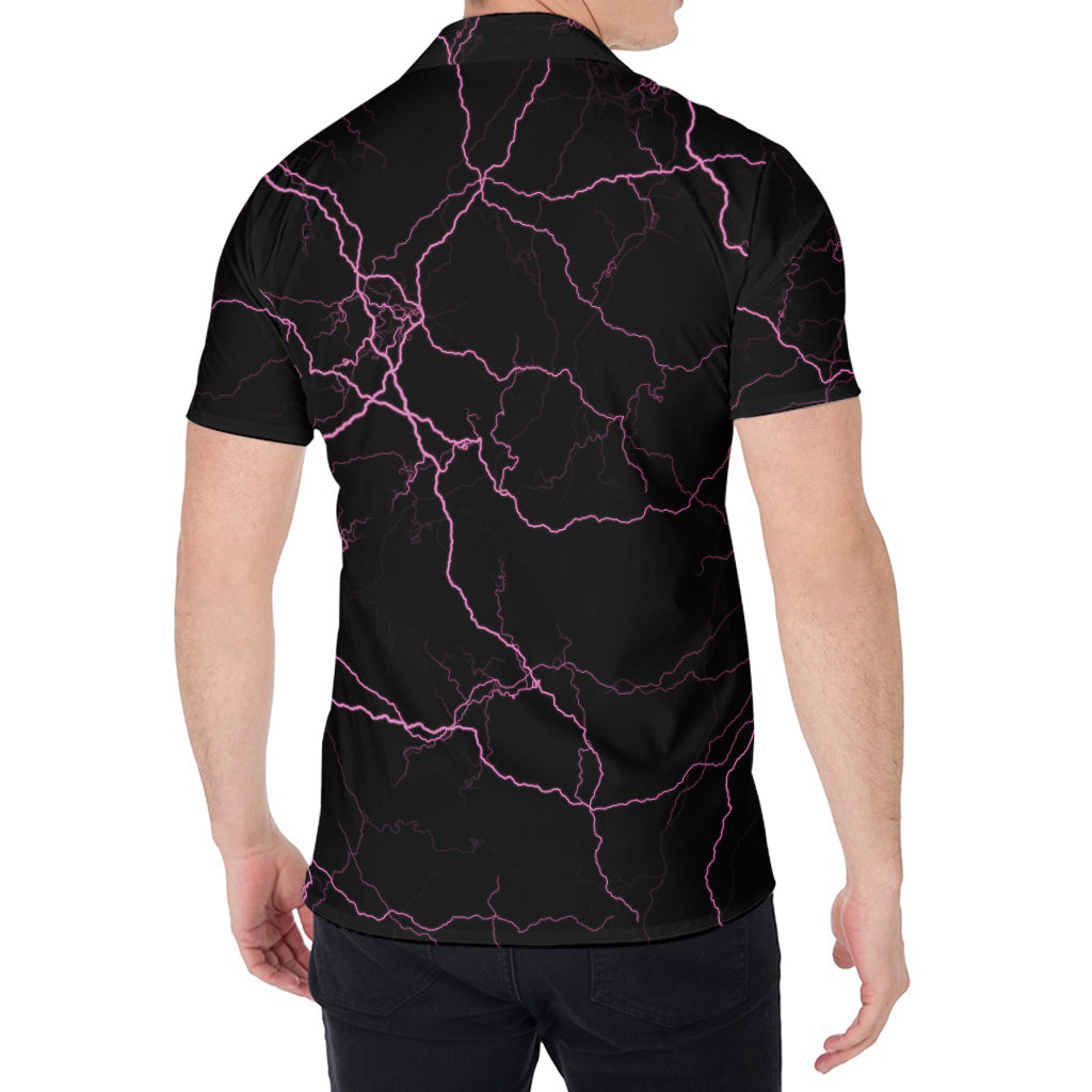 Purple Lightning Print Men's Shirt