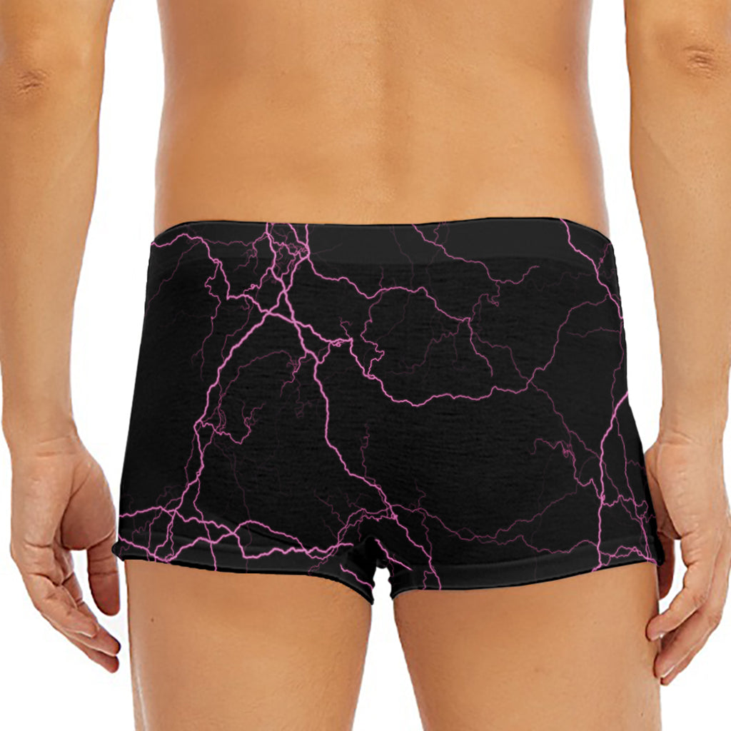 Purple Lightning Print Men's Short Boxer Briefs