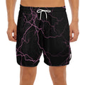 Purple Lightning Print Men's Split Running Shorts