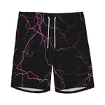 Purple Lightning Print Men's Sports Shorts