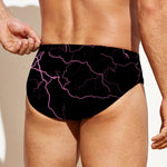 Purple Lightning Print Men's Swim Briefs