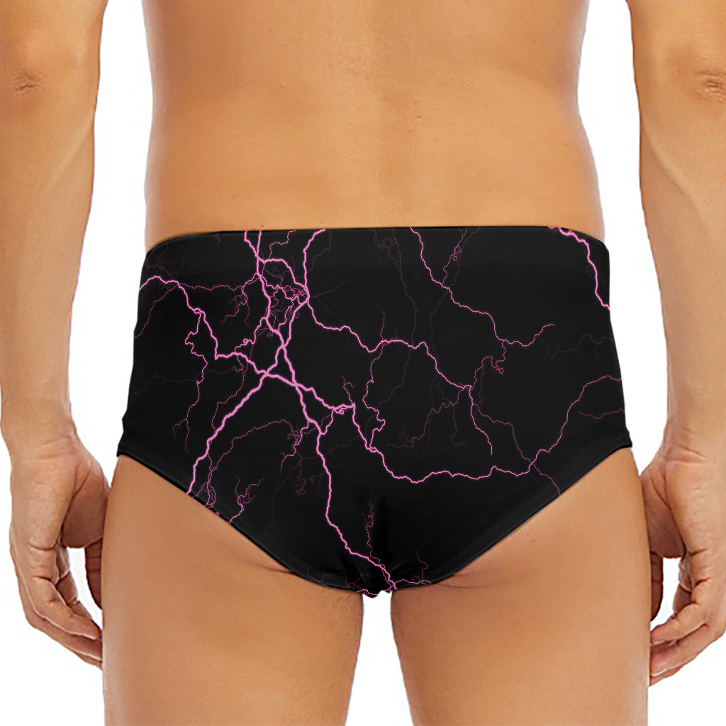Purple Lightning Print Men's Triangle Swim Briefs
