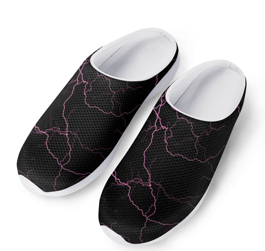 Purple Lightning Print Mesh Casual Shoes