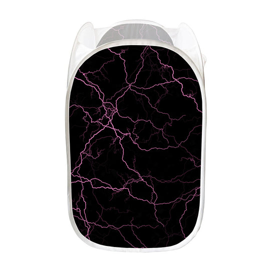 Purple Lightning Print Mesh Laundry Hamper
