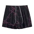 Purple Lightning Print Mesh Shorts