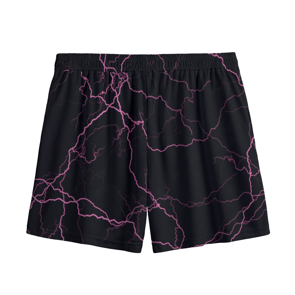 Purple Lightning Print Mesh Shorts