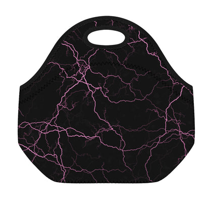 Purple Lightning Print Neoprene Lunch Bag