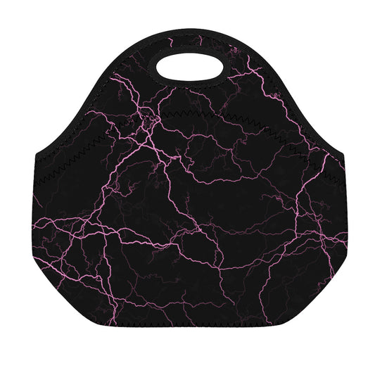 Purple Lightning Print Neoprene Lunch Bag