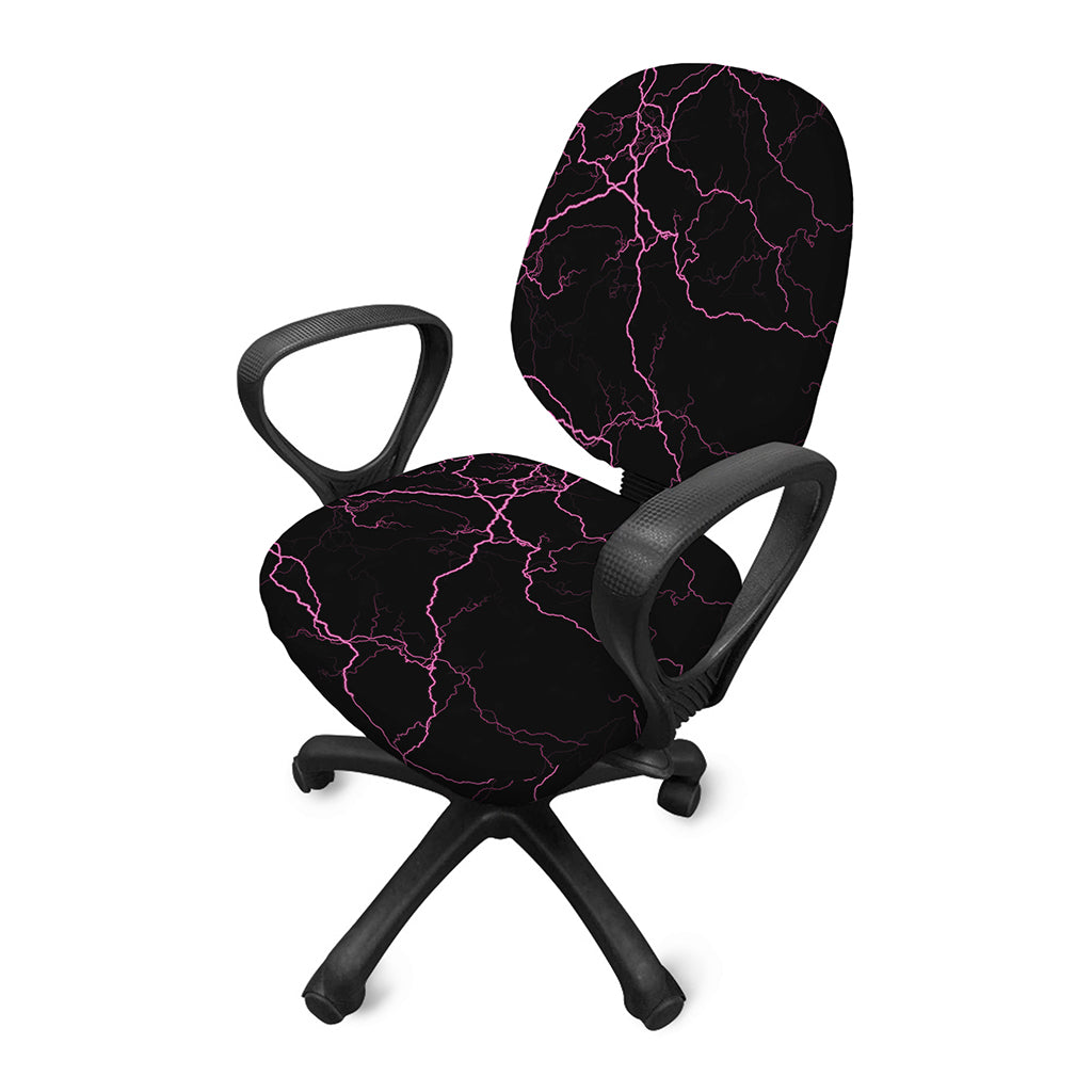 Purple Lightning Print Office Chair Cover