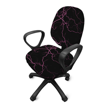 Purple Lightning Print Office Chair Cover