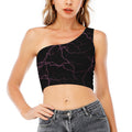 Purple Lightning Print One Shoulder Crop Top