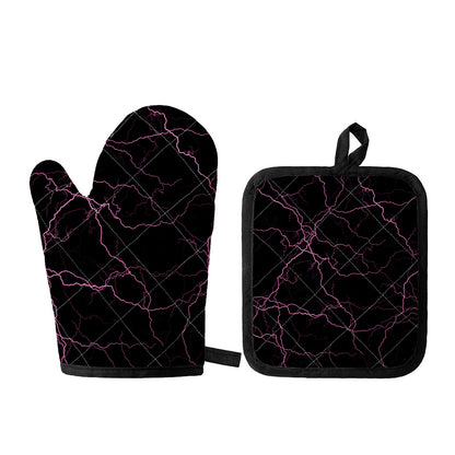 Purple Lightning Print Oven Mitt And Pot Holder Set